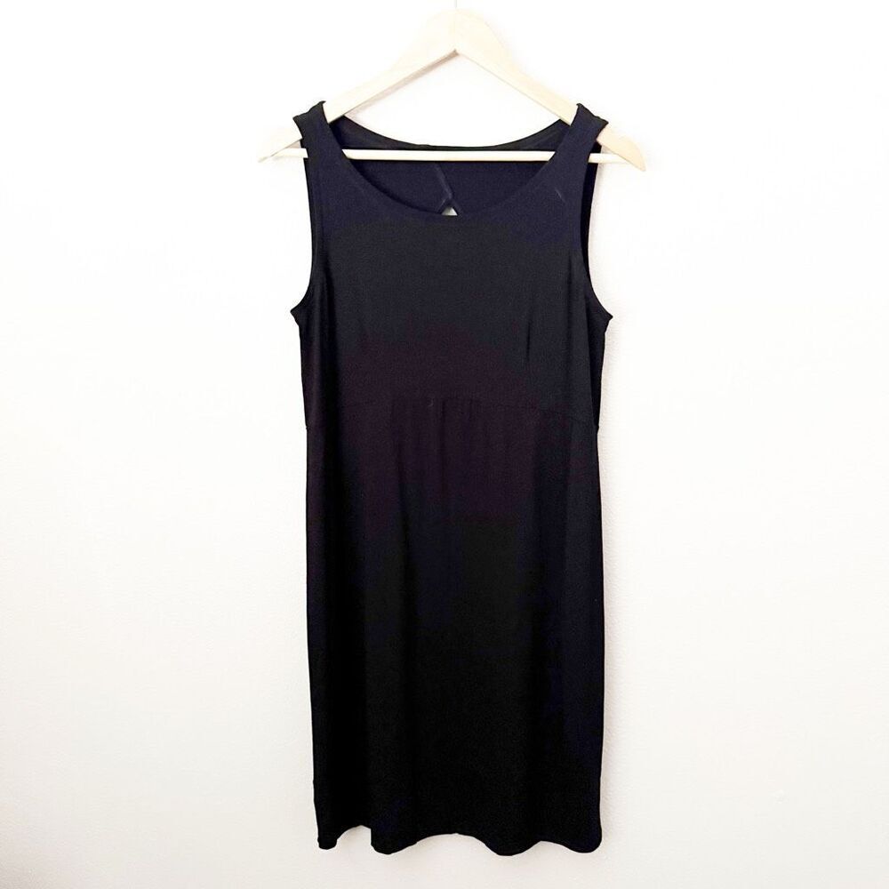 EILEEN FISHER | Black Lycra Blend Keyhole Back Sleeveless Dress | Size Medium